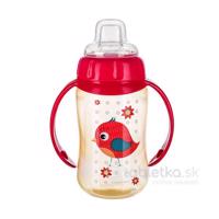 Canpol Babies cvičný pohár so silikónovým náustkom Cute Animals 6m+, červený 320ml