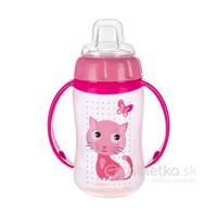 Canpol Babies cvičný pohár so silikónovým náustkom Cute Animals 6m+, rúžový 320ml