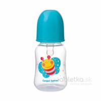 Canpol Babies Fľaša tvarovaná 125 ml plast, farebný motív, silikónový cumlík, 1 set