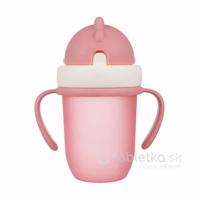 Canpol Babies pohár so silikónovou slamkou a otočným vrchnákom rúžový 9m+, 210ml
