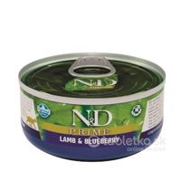 Farmina N&D Cat Prime Adult, Lamb & Blueberry konzerva pre mačky 70g