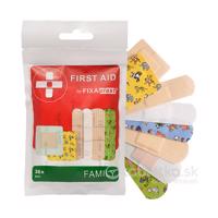 FIXAplast FIRST AID FAMILY náplasť MIX vodeodolná, rôzne veľkosti, tvary a motívy 36ks