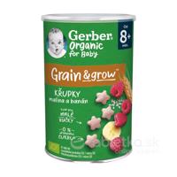 Gerber Organic Chrumky Ryžovo-pšeničné s malinami a banánom 8m+, 35g