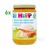 HiPP Príkrm BIO Zelenina teľacie mäso a ryža 8m+, 6x220g