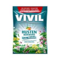 VIVIL BONBONS HUSTEN drops s eukalyptovo-mentolovou príchuťou s 20 bylinami, bez cukru 60 g